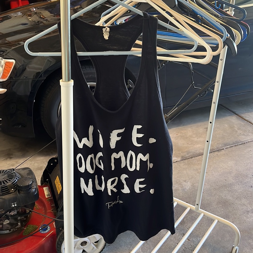 Large black tank top wife dog mom nurse